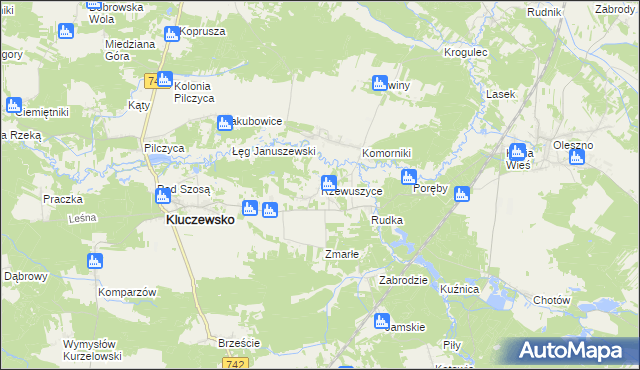 mapa Rzewuszyce, Rzewuszyce na mapie Targeo