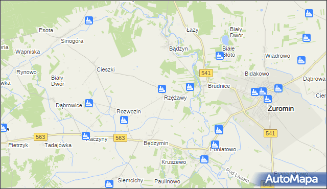 mapa Rzężawy gmina Żuromin, Rzężawy gmina Żuromin na mapie Targeo