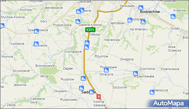 mapa Rżuchów, Rżuchów na mapie Targeo