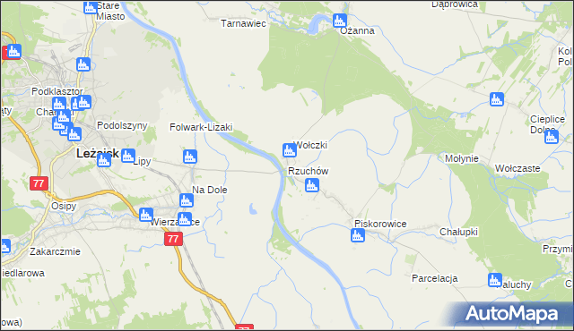 mapa Rzuchów gmina Leżajsk, Rzuchów gmina Leżajsk na mapie Targeo