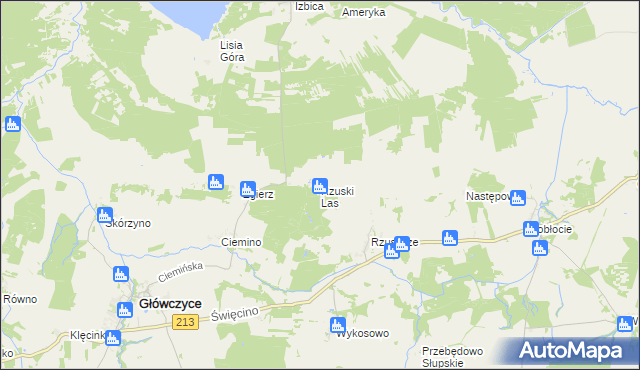 mapa Rzuski Las, Rzuski Las na mapie Targeo