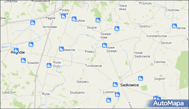 mapa Rzymiec gmina Sadkowice, Rzymiec gmina Sadkowice na mapie Targeo