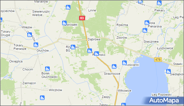 mapa Rzymsko, Rzymsko na mapie Targeo