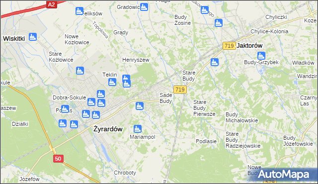 mapa Sade Budy, Sade Budy na mapie Targeo