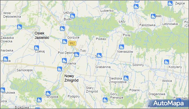 mapa Sadki gmina Nowy Żmigród, Sadki gmina Nowy Żmigród na mapie Targeo