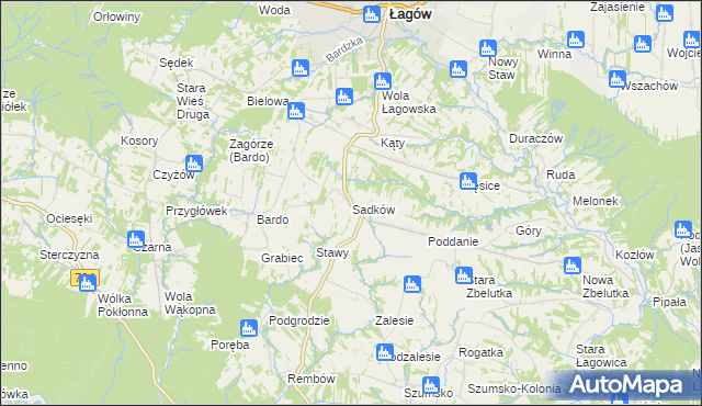 mapa Sadków gmina Łagów, Sadków gmina Łagów na mapie Targeo