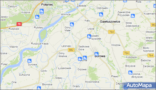 mapa Sadkowa Góra, Sadkowa Góra na mapie Targeo