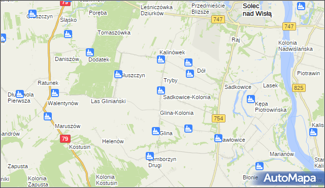 mapa Sadkowice-Kolonia, Sadkowice-Kolonia na mapie Targeo