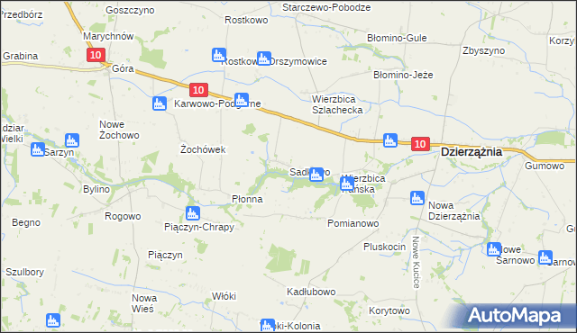 mapa Sadkowo gmina Dzierzążnia, Sadkowo gmina Dzierzążnia na mapie Targeo