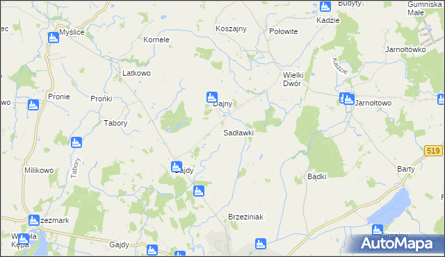 mapa Sadławki, Sadławki na mapie Targeo