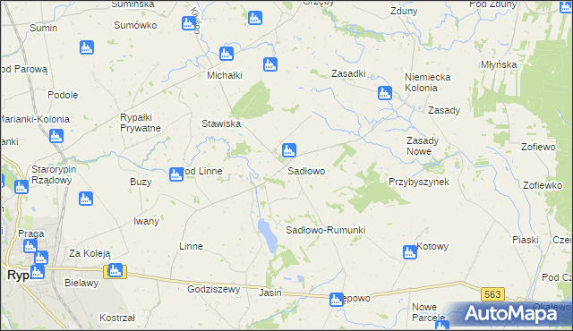 mapa Sadłowo gmina Rypin, Sadłowo gmina Rypin na mapie Targeo