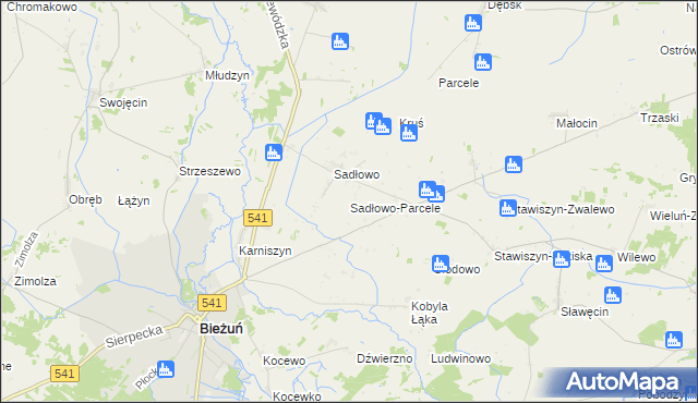 mapa Sadłowo-Parcele, Sadłowo-Parcele na mapie Targeo