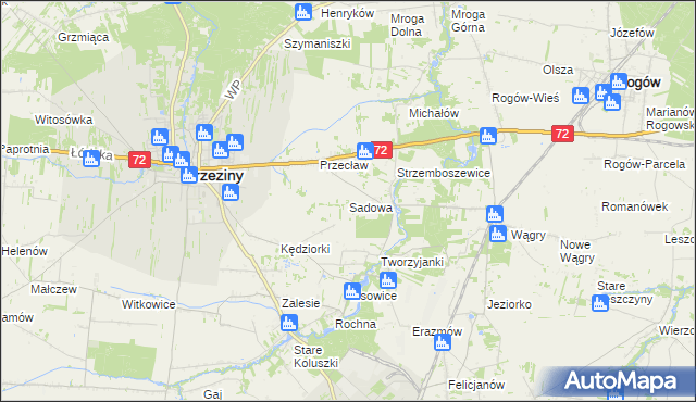 mapa Sadowa gmina Brzeziny, Sadowa gmina Brzeziny na mapie Targeo