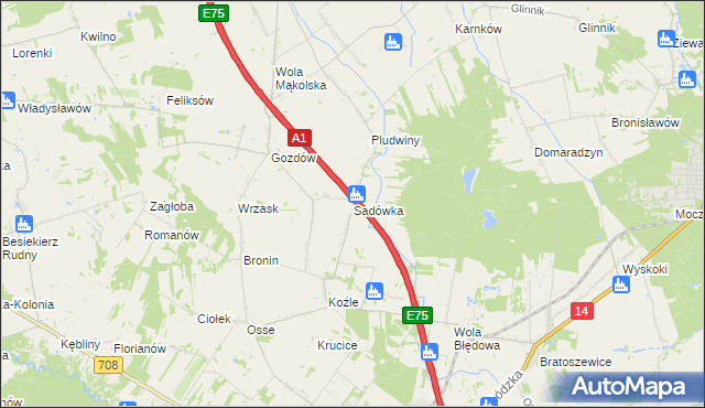 mapa Sadówka, Sadówka na mapie Targeo