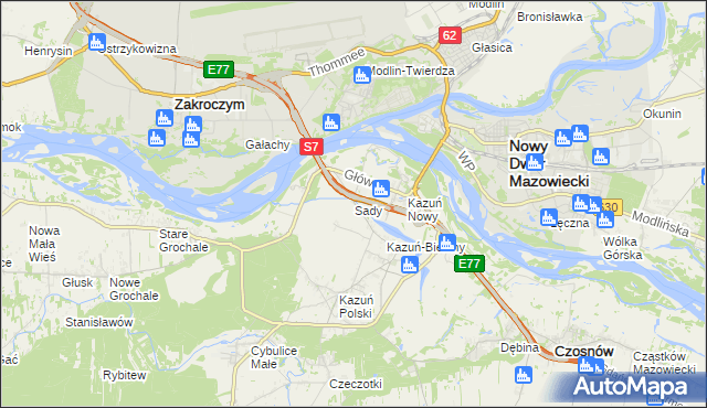 mapa Sady gmina Czosnów, Sady gmina Czosnów na mapie Targeo