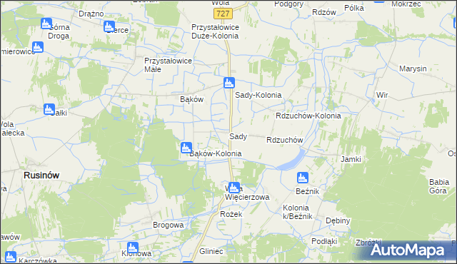 mapa Sady gmina Potworów, Sady gmina Potworów na mapie Targeo