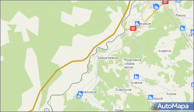 mapa Sadzarzewice, Sadzarzewice na mapie Targeo