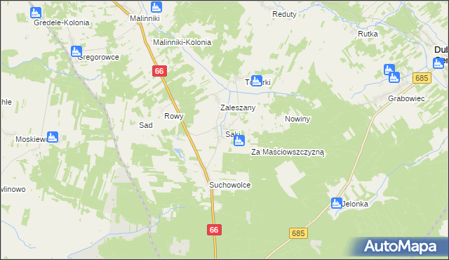 mapa Saki gmina Kleszczele, Saki gmina Kleszczele na mapie Targeo