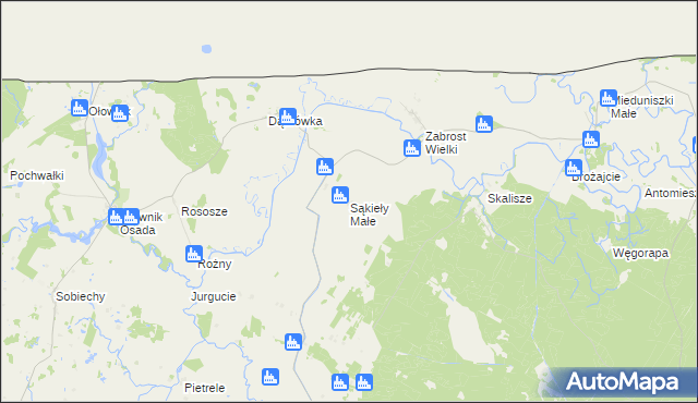 mapa Sąkieły Małe, Sąkieły Małe na mapie Targeo