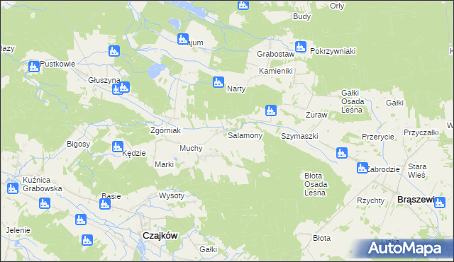 mapa Salamony gmina Czajków, Salamony gmina Czajków na mapie Targeo