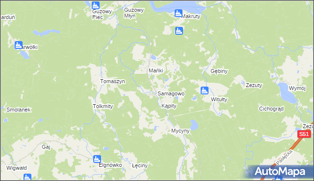 mapa Samagowo, Samagowo na mapie Targeo