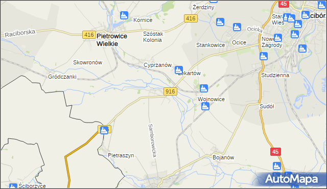 mapa Samborowice gmina Pietrowice Wielkie, Samborowice gmina Pietrowice Wielkie na mapie Targeo