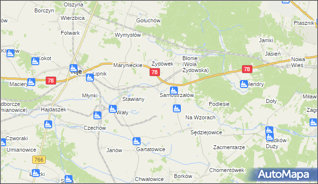 mapa Samostrzałów, Samostrzałów na mapie Targeo