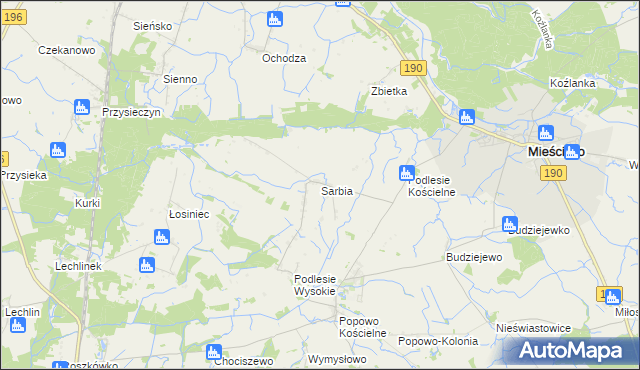 mapa Sarbia gmina Mieścisko, Sarbia gmina Mieścisko na mapie Targeo