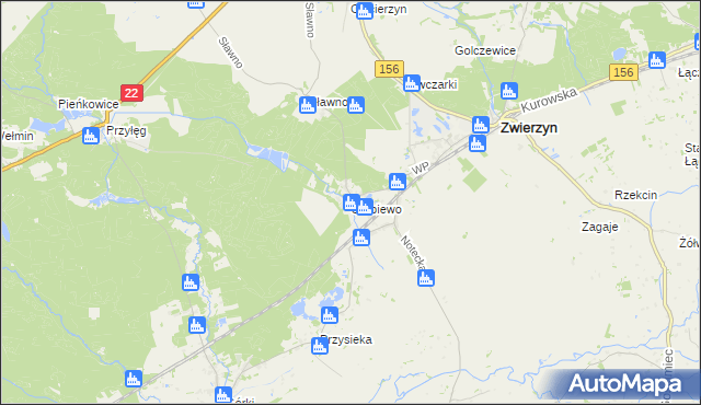 mapa Sarbiewo gmina Zwierzyn, Sarbiewo gmina Zwierzyn na mapie Targeo