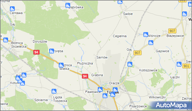 mapa Sarnów gmina Toszek, Sarnów gmina Toszek na mapie Targeo