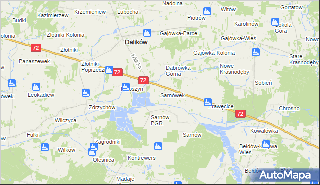 mapa Sarnówek gmina Dalików, Sarnówek gmina Dalików na mapie Targeo