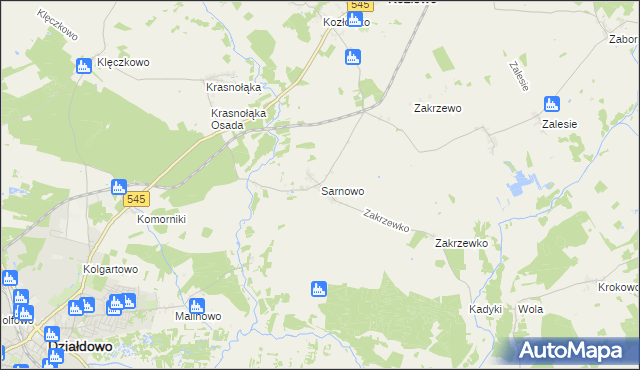 mapa Sarnowo gmina Kozłowo, Sarnowo gmina Kozłowo na mapie Targeo