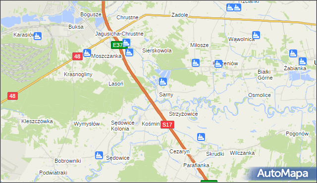 mapa Sarny gmina Ułęż, Sarny gmina Ułęż na mapie Targeo