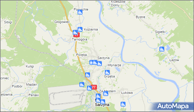 mapa Sarzyna, Sarzyna na mapie Targeo