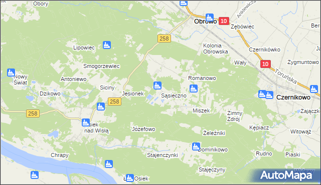 mapa Sąsieczno gmina Obrowo, Sąsieczno gmina Obrowo na mapie Targeo