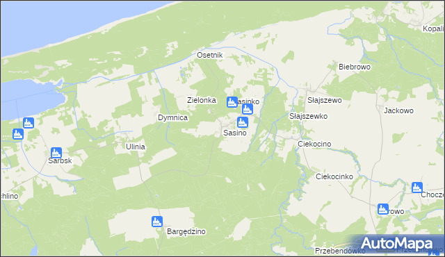 mapa Sasino, Sasino na mapie Targeo