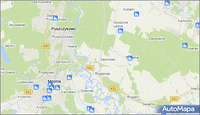 mapa Sasinowo, Sasinowo na mapie Targeo