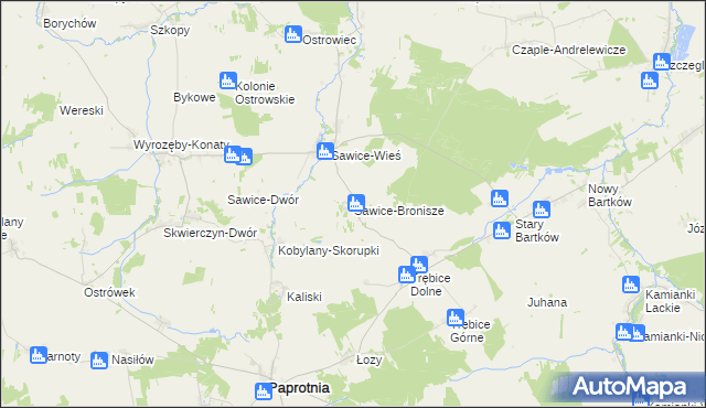 mapa Sawice-Bronisze, Sawice-Bronisze na mapie Targeo