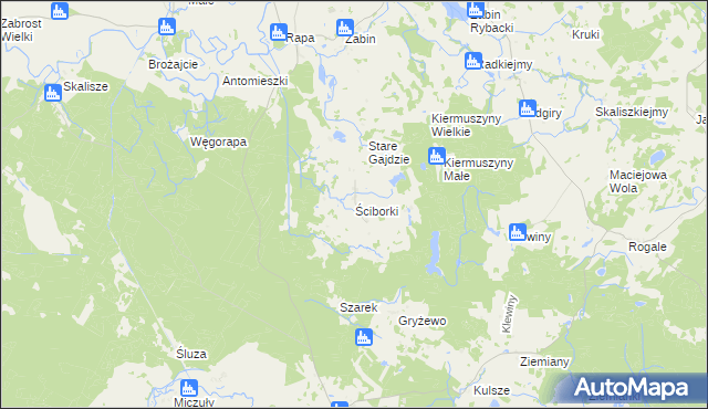 mapa Ściborki, Ściborki na mapie Targeo