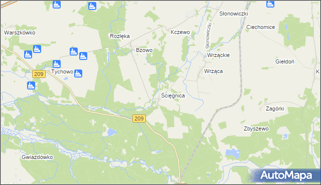 mapa Ścięgnica, Ścięgnica na mapie Targeo