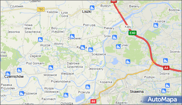 mapa Ściejowice, Ściejowice na mapie Targeo