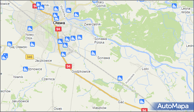 mapa Ścinawa gmina Oława, Ścinawa gmina Oława na mapie Targeo