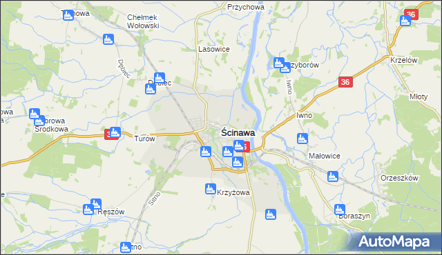mapa Ścinawa powiat lubiński, Ścinawa powiat lubiński na mapie Targeo