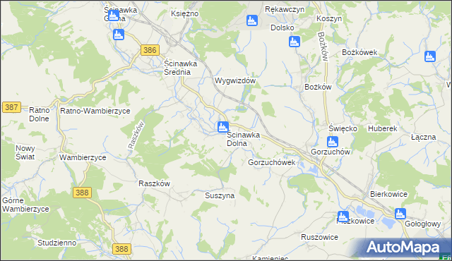 mapa Ścinawka Dolna, Ścinawka Dolna na mapie Targeo