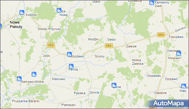 mapa Ściony, Ściony na mapie Targeo