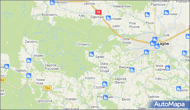 mapa Sędek gmina Łagów, Sędek gmina Łagów na mapie Targeo