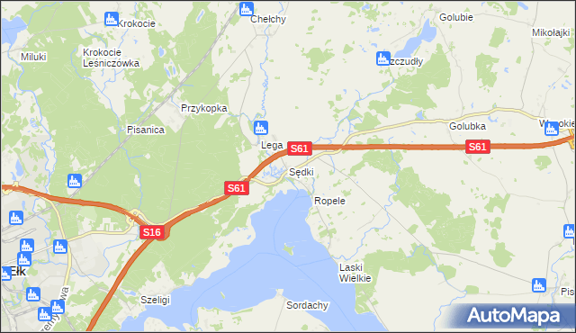 mapa Sędki gmina Ełk, Sędki gmina Ełk na mapie Targeo