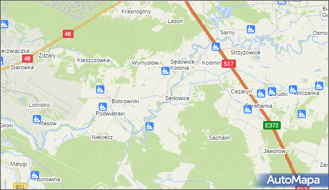 mapa Sędowice gmina Ryki, Sędowice gmina Ryki na mapie Targeo