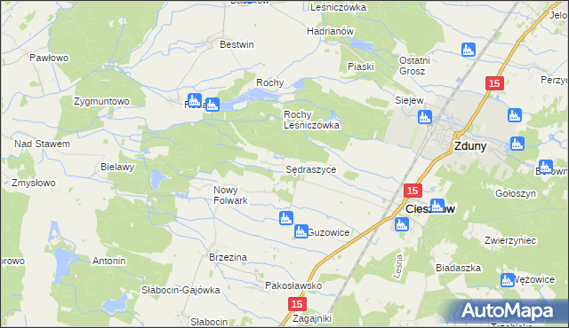 mapa Sędraszyce, Sędraszyce na mapie Targeo