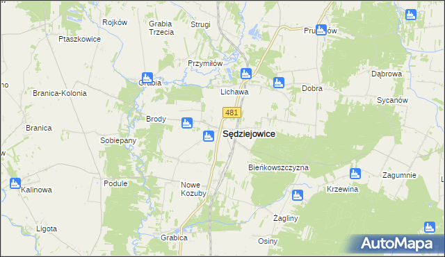 mapa Sędziejowice powiat łaski, Sędziejowice powiat łaski na mapie Targeo